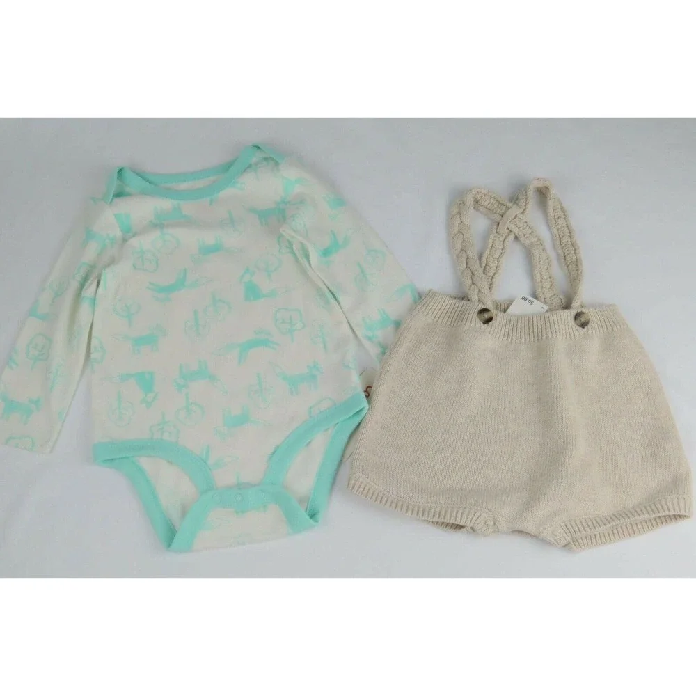 Infant Outfit Cat & Jack Infant Cable Strap Sweater Romper Outfit Size 0-3M Crea